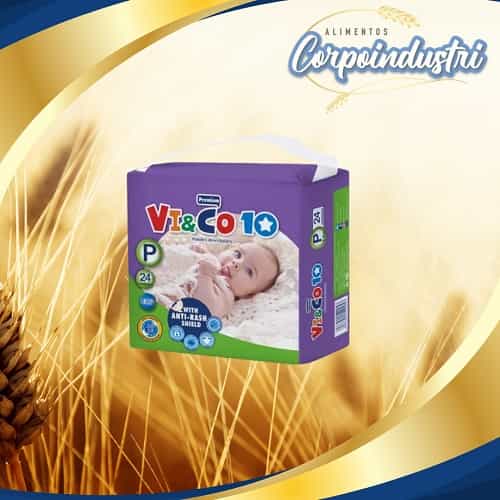 PAÑALES VI&CO TALLA P 6 PAQ 24 UND - Perfumeria en Corpoindustri