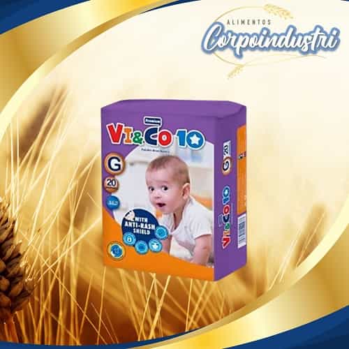 PAÑALES VI&CO TALLA G 6 PAQ 20 UND - Perfumeria en Corpoindustri