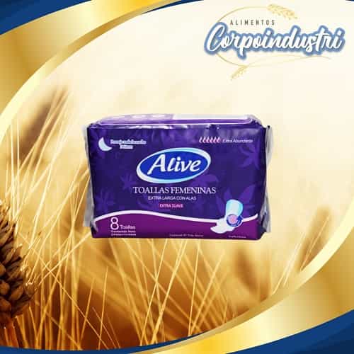 TOALLAS SANITARIAS ALIVE NOCHE 20 PAQ - Perfumeria en Corpoindustri