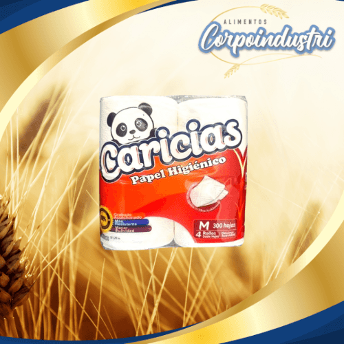 PAPEL HIG CARICIAS 12 PAQ X4  300 HOJAS - Perfumeria en Corpoindustri