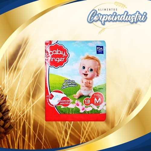 PAÑALES BABY FINGER TALLA M 12 PAQ 18UND