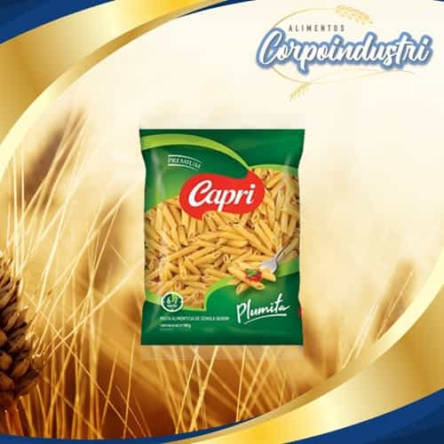 PASTA CORTA CAPRI PLUMITA 12 UND 500GR - Viveres en Corpoindustri