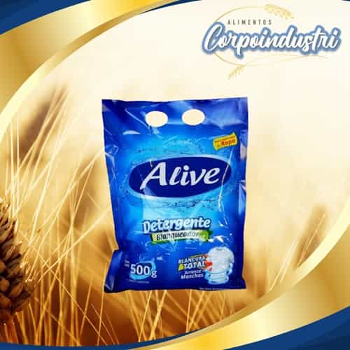 JABON EN POLVO ALIVE AZUL 24 UND 500GR - Limpieza en Corpoindustri