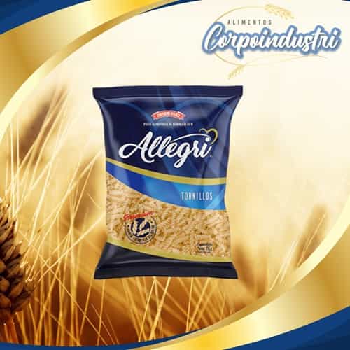 PASTA CORTA ALLEGRI TORNILLO 12 UND 1KG - Viveres en Corpoindustri